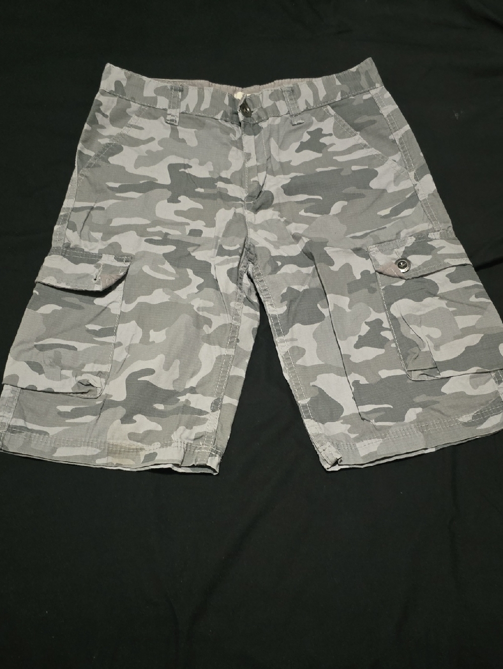 Boy's Gray Camo Cargo Shorts